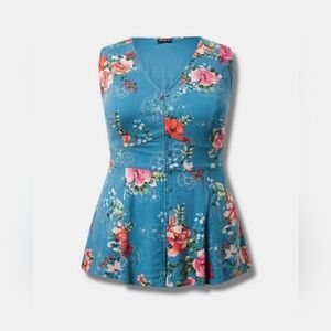 NWT Torrid Floral Bluesteel Sleeveless Top